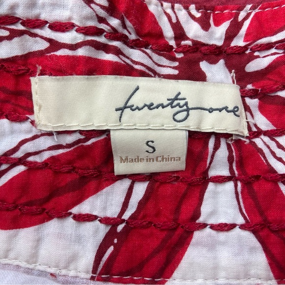 Vintage Twenty One Red & White Midi Cotton Skirt Size S Floral Boho Twee - Picture 5 of 6